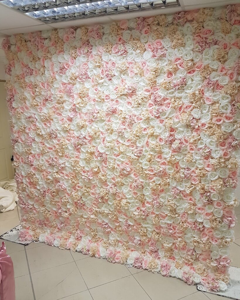 Flower Wall Fab White Pink Multi