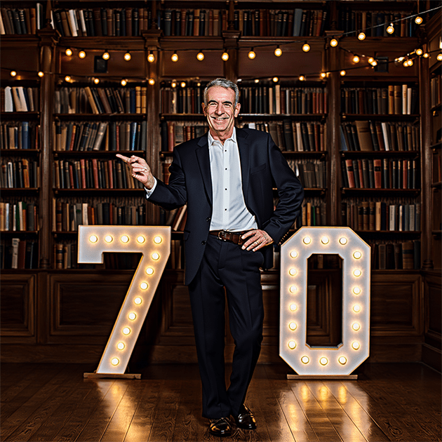 70th birthday number with a man- We do events