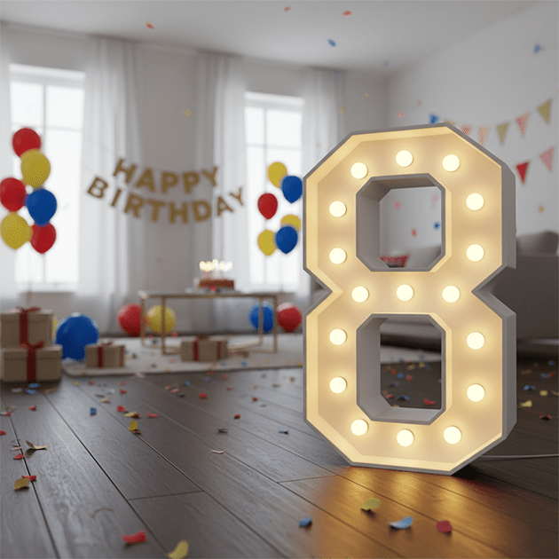8th light up numbers birthday- We do events