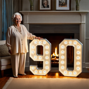 90th light up number with a woman- We do events
