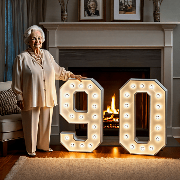 90th light up number with a woman- We do events