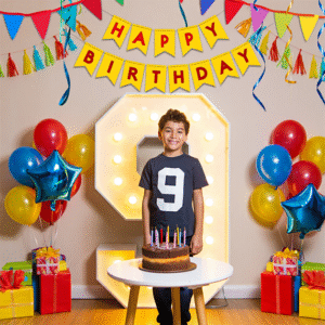 9th light up numbers with a boy- We do events