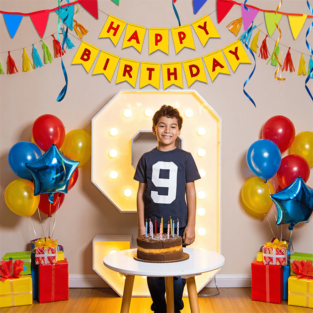9th light up numbers with a boy- We do events