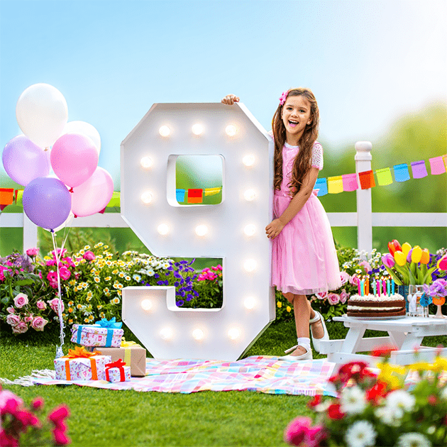 9th light up numbers with girl- We do events