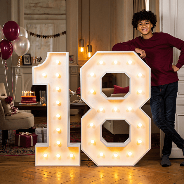 Light up number 18 with a boy- We do events