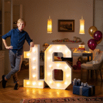 Light up numbers 16 with a boy- We do events