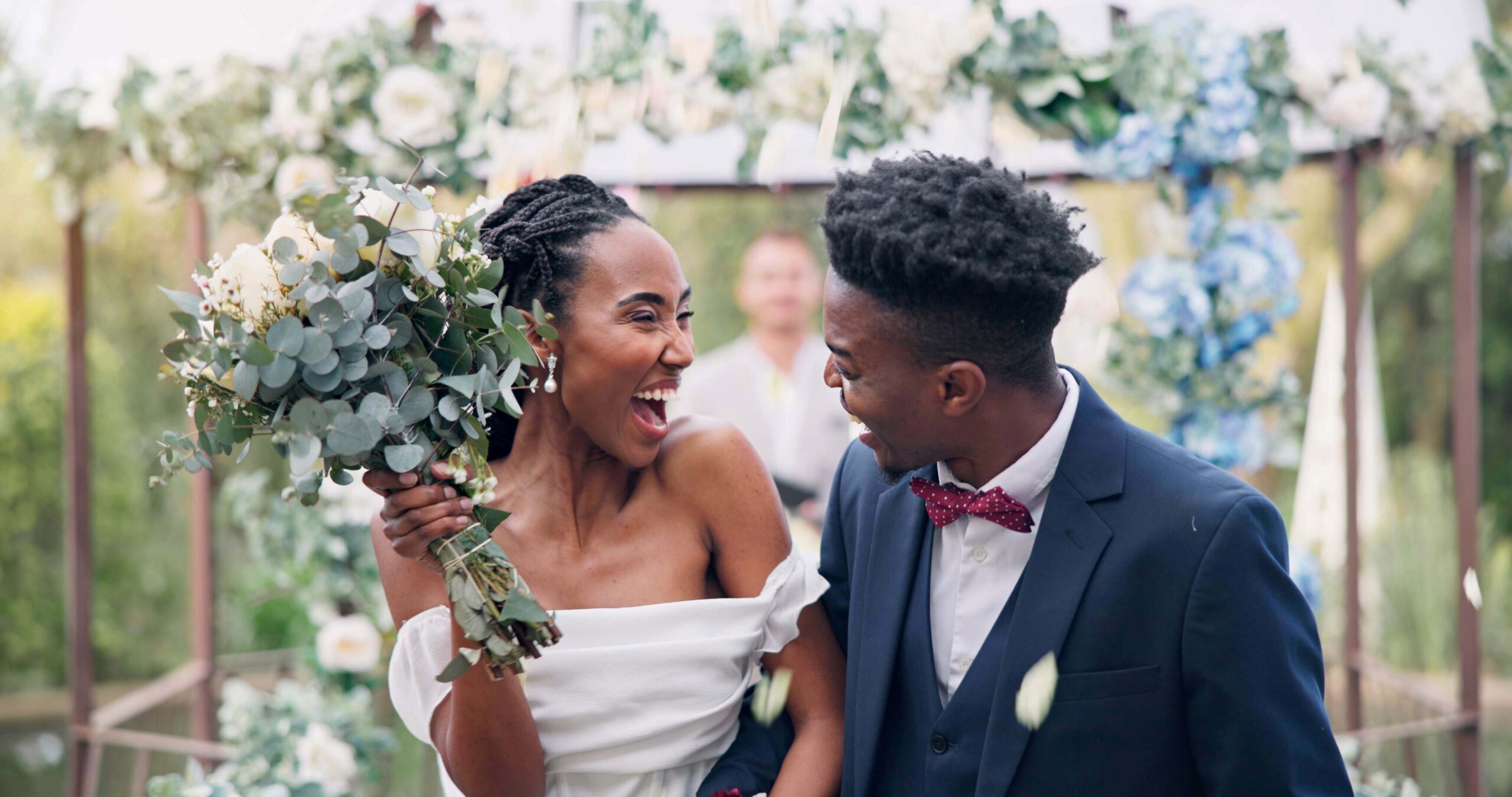 Happy couple at their wedding - We do events