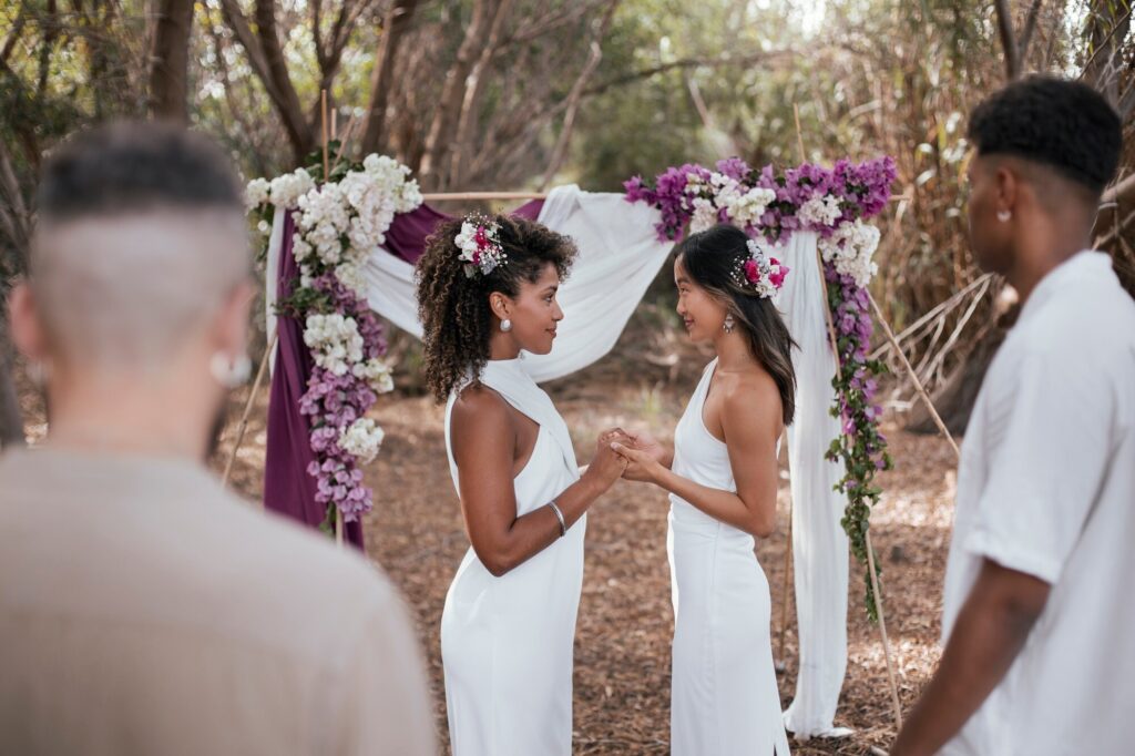couple celebrating their wedding outdoors - We do events